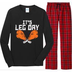 It's Leg Day Turkey Legs Funny Pun Thanksgiving Long Sleeve Pajama Set