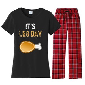 It's Leg Day Funny Workout Turkey Thanksgiving Women's Flannel Pajama Set