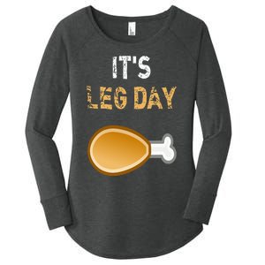 It's Leg Day Funny Workout Turkey Thanksgiving Women's Perfect Tri Tunic Long Sleeve Shirt