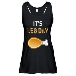 It's Leg Day Funny Workout Turkey Thanksgiving Ladies Essential Flowy Tank