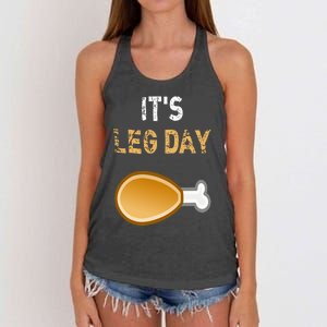 It's Leg Day Funny Workout Turkey Thanksgiving Women's Knotted Racerback Tank