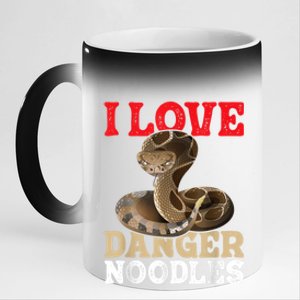 I Love Danger Noodles Snake Lover Herpetologist Zoology 11oz Black Color Changing Mug