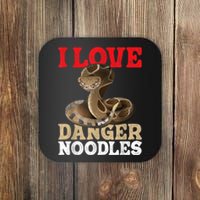 I Love Danger Noodles Snake Lover Herpetologist Zoology Coaster