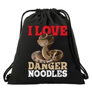 I Love Danger Noodles Snake Lover Herpetologist Zoology Drawstring Bag