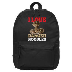 I Love Danger Noodles Snake Lover Herpetologist Zoology 16 in Basic Backpack