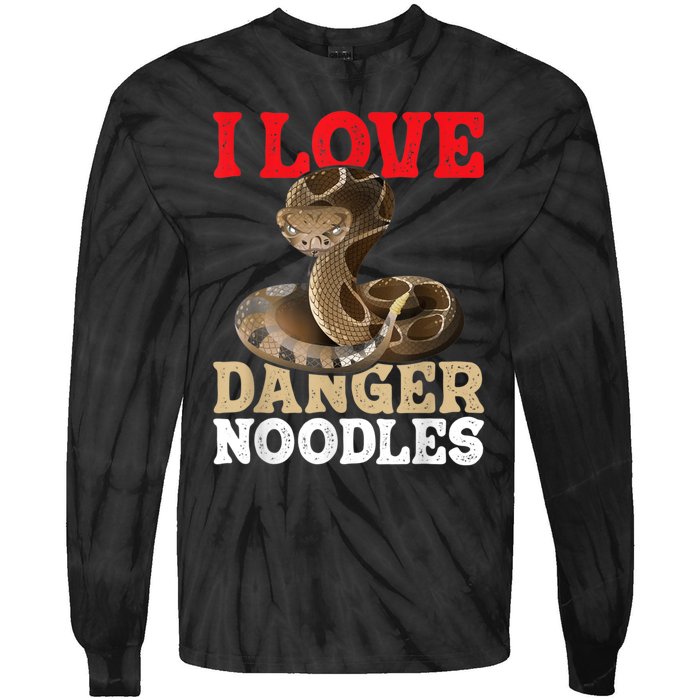 I Love Danger Noodles Snake Lover Herpetologist Zoology Tie-Dye Long Sleeve Shirt