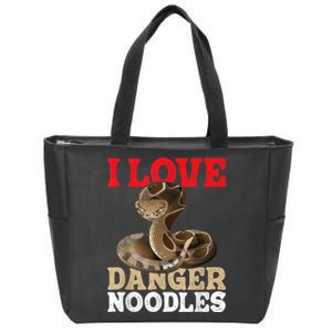 I Love Danger Noodles Snake Lover Herpetologist Zoology Zip Tote Bag