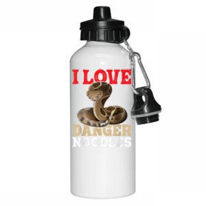 I Love Danger Noodles Snake Lover Herpetologist Zoology Aluminum Water Bottle