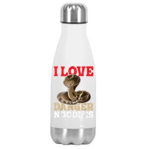 I Love Danger Noodles Snake Lover Herpetologist Zoology Stainless Steel Insulated Water Bottle