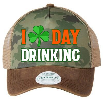 I Love Day Drinking Lucky Irish Shamrock Saint Patrick's Day Legacy Tie Dye Trucker Hat