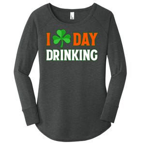 I Love Day Drinking Lucky Irish Shamrock Saint Patrick's Day Women's Perfect Tri Tunic Long Sleeve Shirt