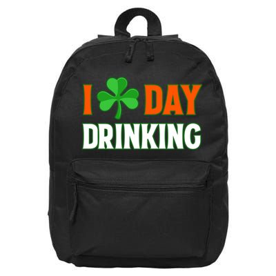 I Love Day Drinking Lucky Irish Shamrock Saint Patrick's Day 16 in Basic Backpack