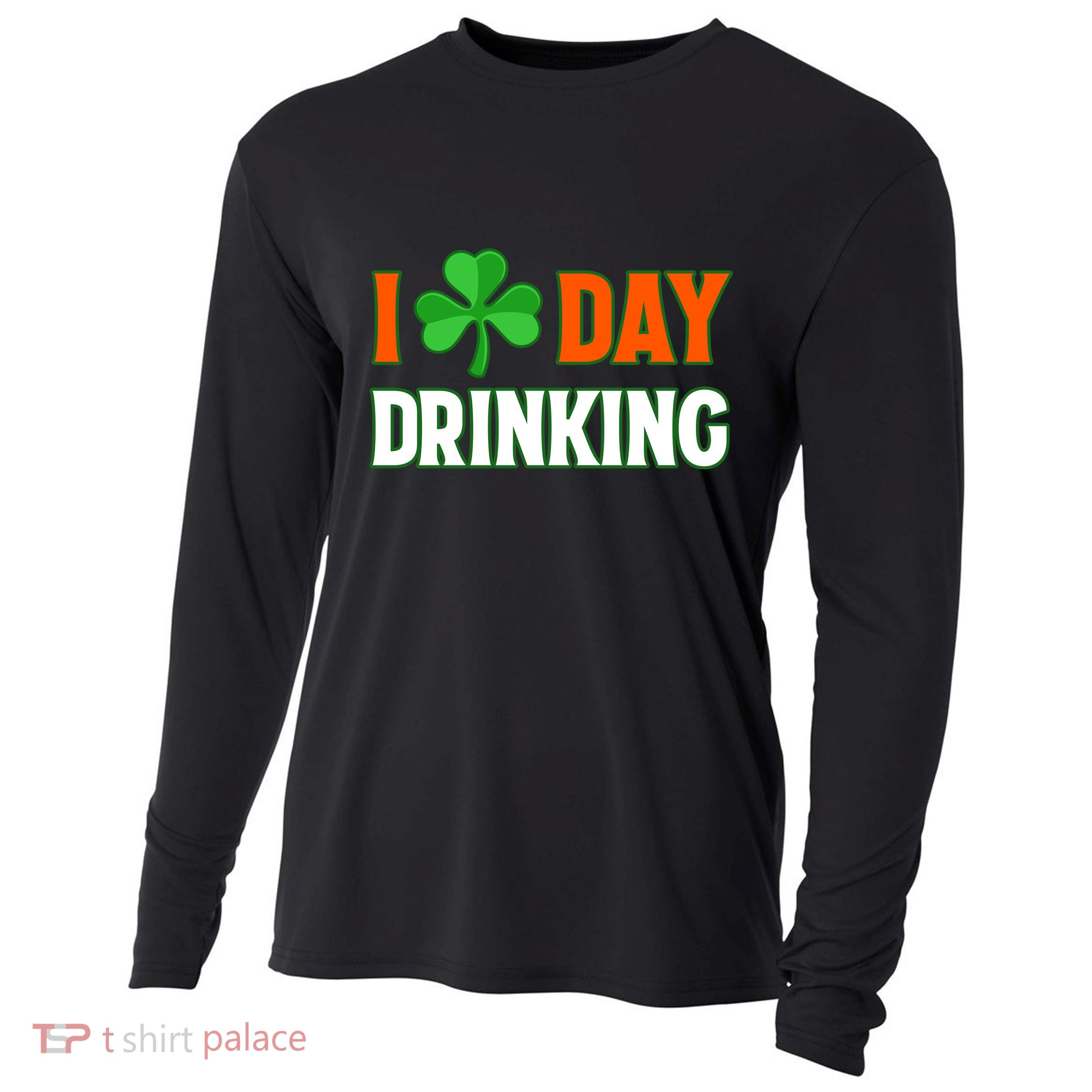 I Love Day Drinking Lucky Irish Shamrock Saint Patrick's Day Cooling Performance Long Sleeve Crew