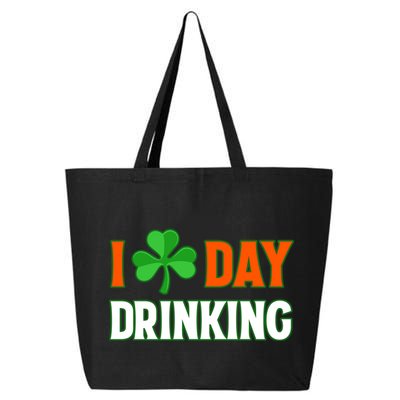 I Love Day Drinking Lucky Irish Shamrock Saint Patrick's Day 25L Jumbo Tote