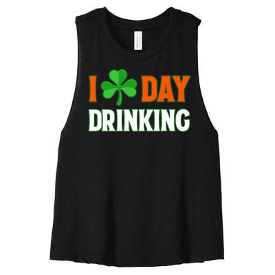 I Love Day Drinking Lucky Irish Shamrock Saint Patrick's Day Women's Racerback Cropped Tank