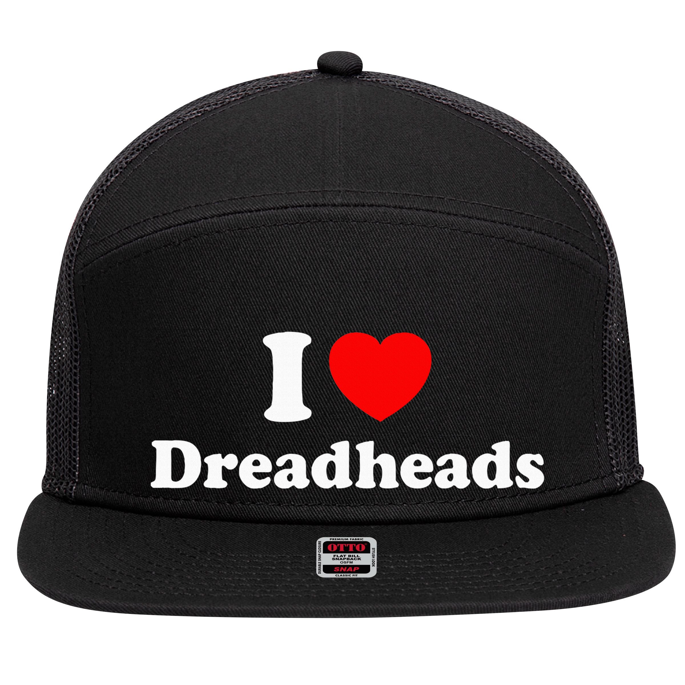 I Love Dreadheads 7 Panel Mesh Trucker Snapback Hat