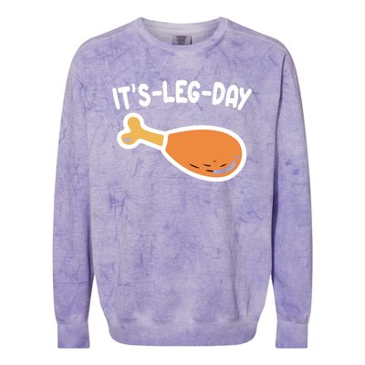 Its Leg Day Funny Thanksgiving Gym Colorblast Crewneck Sweatshirt