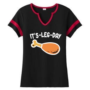 Its Leg Day Funny Thanksgiving Gym Ladies Halftime Notch Neck Tee