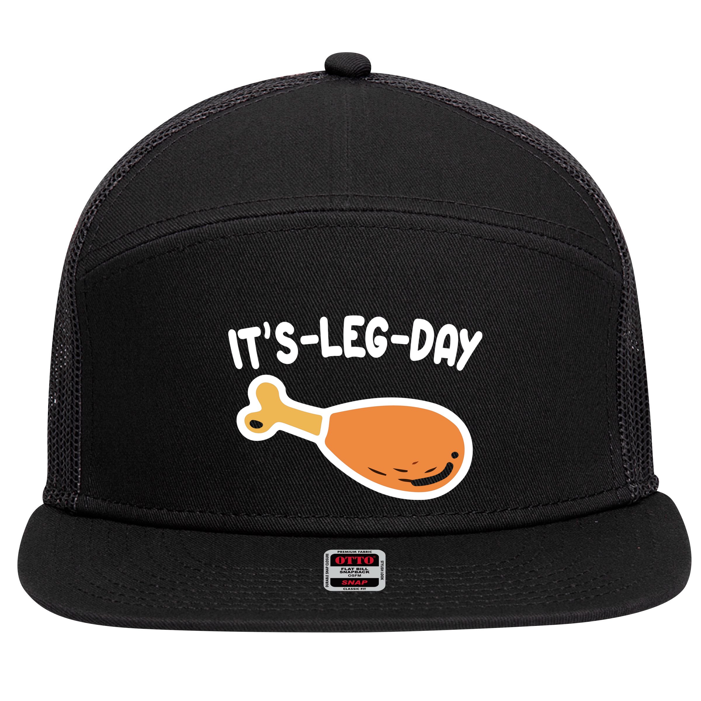 Its Leg Day Funny Thanksgiving Gym 7 Panel Mesh Trucker Snapback Hat