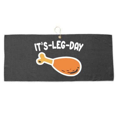 Its Leg Day Funny Thanksgiving Gym Large Microfiber Waffle Golf Towel