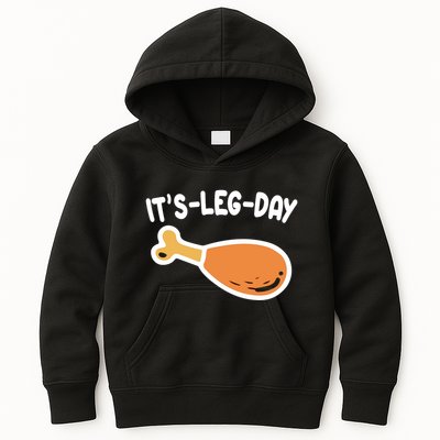 Its Leg Day Funny Thanksgiving Gym Kids Hoodie