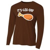 Its Leg Day Funny Thanksgiving Gym Cooling Performance Long Sleeve Crew