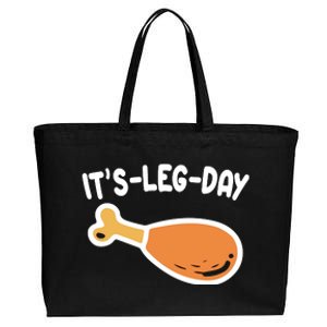 Its Leg Day Funny Thanksgiving Gym Cotton Canvas Jumbo Tote