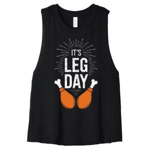 Its Leg Day Adult Leg Day Thanksgiving Women's Racerback Cropped Tank