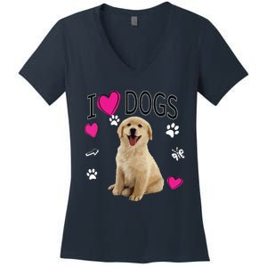 I Love Dogs Golden Labrador Retriever T Women's V-Neck T-Shirt