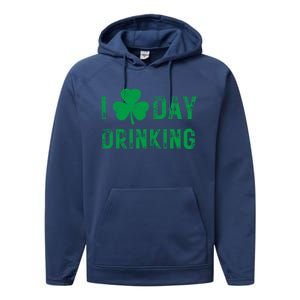 I Love Day Drinking Shamrock Heart Love St PaddyS Day Performance Fleece Hoodie