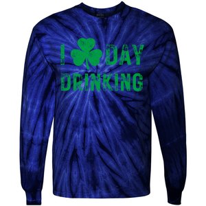 I Love Day Drinking Shamrock Heart Love St PaddyS Day Tie-Dye Long Sleeve Shirt