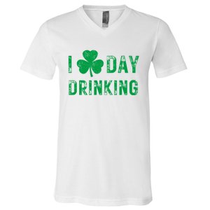 I Love Day Drinking Shamrock Heart Love St PaddyS Day V-Neck T-Shirt