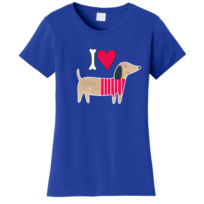 I Love Dachshund Cute Puppy Dog Doggy Lover Cute Gift Women's T-Shirt