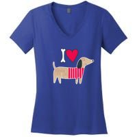 I Love Dachshund Cute Puppy Dog Doggy Lover Cute Gift Women's V-Neck T-Shirt