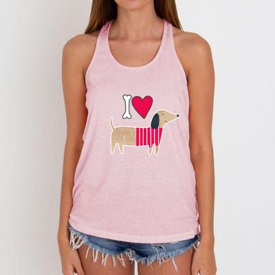 I Love Dachshund Cute Puppy Dog Doggy Lover Cute Gift Women's Knotted Racerback Tank