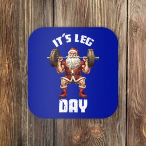 Its Leg Day Santa Claus Exercise Christmas Barbell Squat Fun Gift Coaster