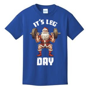 Its Leg Day Santa Claus Exercise Christmas Barbell Squat Fun Gift Kids T-Shirt