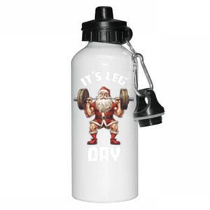 Its Leg Day Santa Claus Exercise Christmas Barbell Squat Fun Gift Aluminum Water Bottle