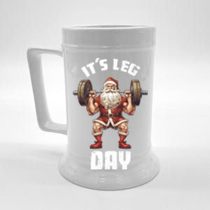 Its Leg Day Santa Claus Exercise Christmas Barbell Squat Fun Gift Beer Stein