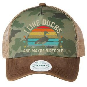 I Like Ducks & Maybe 3 People Sarcastic Duck Animal Lover Legacy Tie Dye Trucker Hat