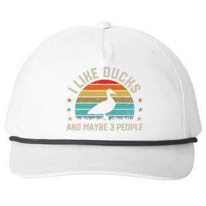 I Like Ducks & Maybe 3 People Sarcastic Duck Animal Lover Snapback Five-Panel Rope Hat