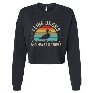 I Like Ducks & Maybe 3 People Sarcastic Duck Animal Lover Cropped Pullover Crew