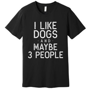 I Like Dogs And Maybe 3 People Funny Dog Gift Premium T-Shirt