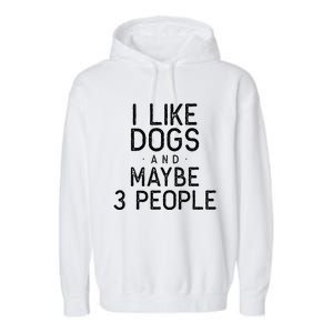 I Like Dogs And Maybe 3 People Funny Dog Gift Garment-Dyed Fleece Hoodie