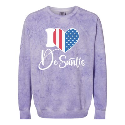 I Love DeSantis Ron DeSantis 24 American Heart Flag Colorblast Crewneck Sweatshirt