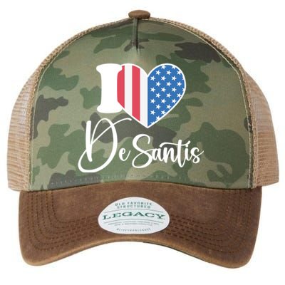 I Love DeSantis Ron DeSantis 24 American Heart Flag Legacy Tie Dye Trucker Hat