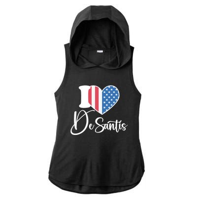 I Love DeSantis Ron DeSantis 24 American Heart Flag Ladies PosiCharge Tri-Blend Wicking Draft Hoodie Tank