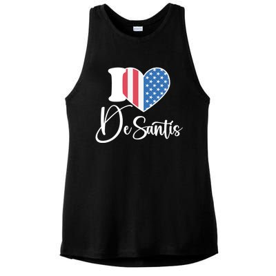 I Love DeSantis Ron DeSantis 24 American Heart Flag Ladies PosiCharge Tri-Blend Wicking Tank