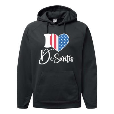 I Love DeSantis Ron DeSantis 24 American Heart Flag Performance Fleece Hoodie