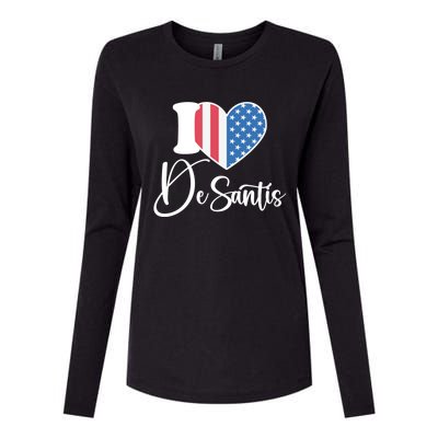 I Love DeSantis Ron DeSantis 24 American Heart Flag Womens Cotton Relaxed Long Sleeve T-Shirt